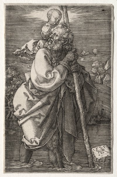 Aziz Christopher, Yüzü Sola Dönüyor, 1521. by Albrecht Dürer