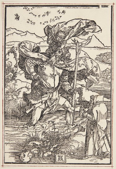 Bir kuş uçuşu ile vahşi doğada St. Christopher by Albrecht Dürer