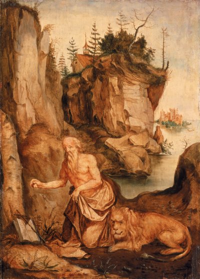 Aziz Jerome ve Aslan, c.1500 by Albrecht Dürer