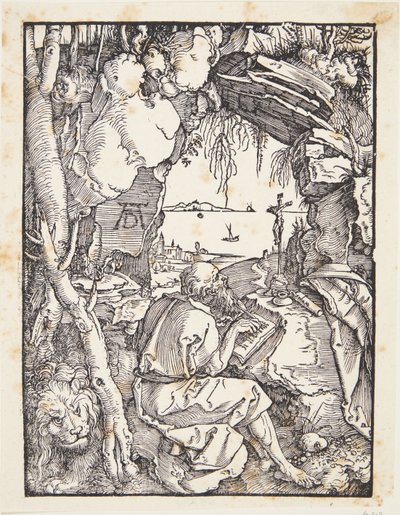 Aziz Jerome mağarada by Albrecht Dürer