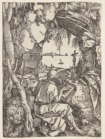 Aziz Jerome mağarada by Albrecht Dürer