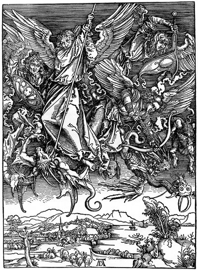 Aziz Michael Ejderhayla Savaşıyor, 1498, 1936 by Albrecht Dürer