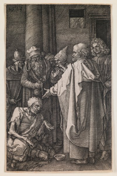 Aziz Petrus ve Aziz John Tapınağın Kapısında, “Oyulmuş Tutku” dizisinden by Albrecht Dürer