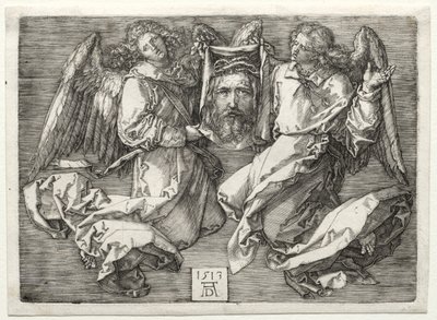 İki Melek Tarafından Görüntülenen Sudarium. by Albrecht Dürer