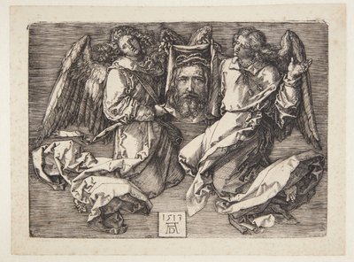 İki melek tarafından görüntülenen Sudarium by Albrecht Dürer