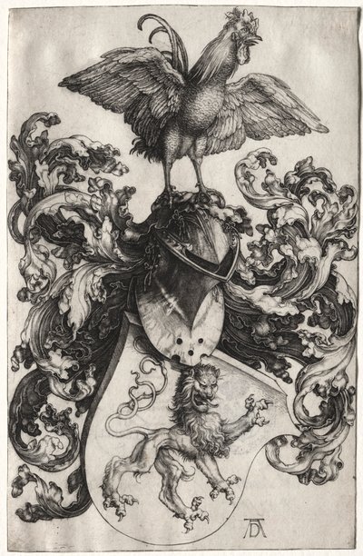 Aslan ve Horoz ile Arması by Albrecht Dürer