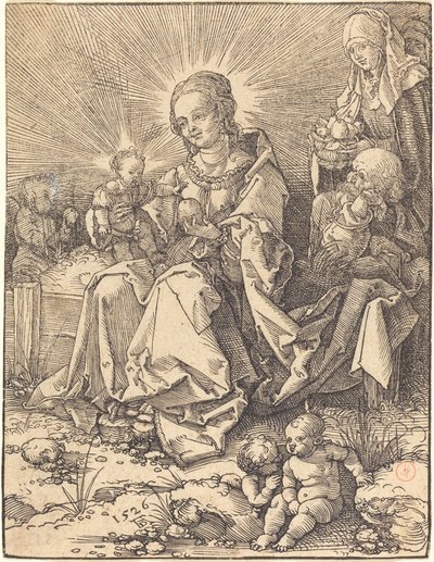 çimenli bir bankta kutsal aile by Albrecht Dürer