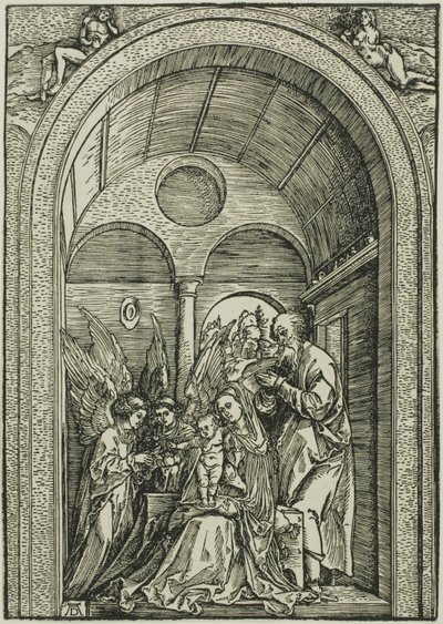Tonozlu Salonda İki Melekle Birlikte Kutsal Aile by Albrecht Dürer