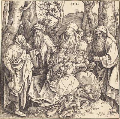 Müzik Yapan İki Melekle Kutsal Aile by Albrecht Dürer