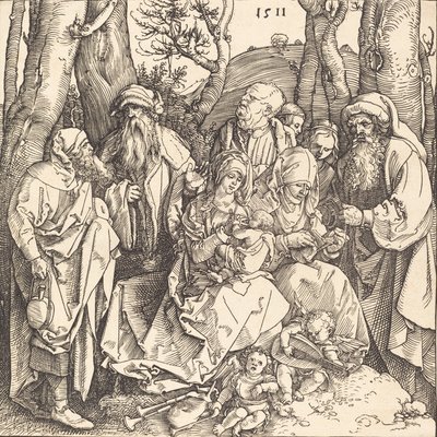 İki Müzik Yapan Meleğin Kutsal Ailesi, 1511. by Albrecht Dürer