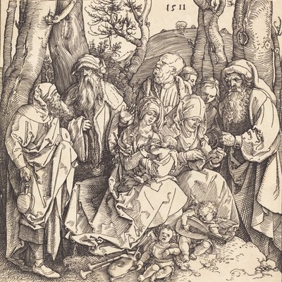 İki Müzik Yapan Meleğin Kutsal Ailesi, 1511. by Albrecht Dürer