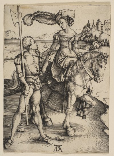 Atlı Kadın ve Lansquenet, yak. 1497. by Albrecht Dürer