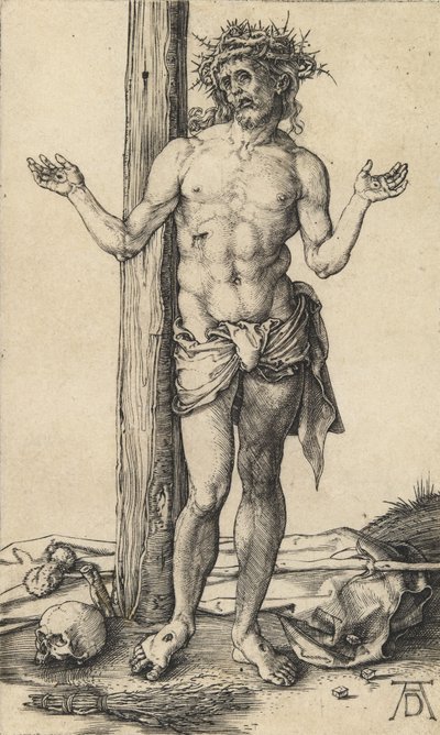 Üzüntülerin Adamı, Kolları Uzanmış, c. 1500. by Albrecht Dürer
