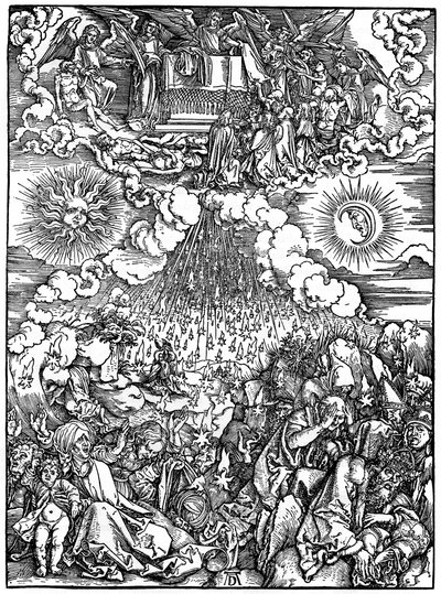 Beşinci ve Altıncı Mühürlerin Açılması, 1498, 1936 by Albrecht Dürer