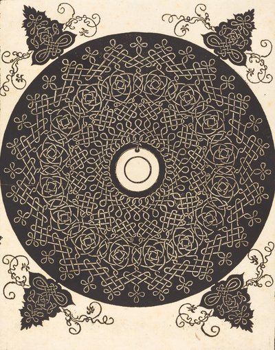 Beyaz bir madalyon üzerinde siyah bir daire bulunan Üçüncü Düğüm, muhtemelen 15061507. by Albrecht Dürer