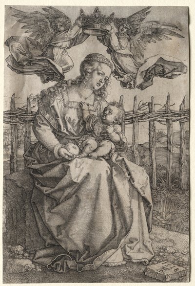 İki Melek Tarafından Taçlandırılan Bakire, 1518. by Albrecht Dürer