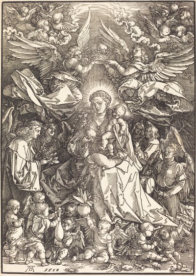 Birçok Melekle Çevrili Bakire by Albrecht Dürer