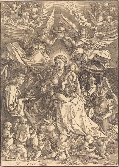 Birçok Melekle Çevrili Bakire by Albrecht Dürer