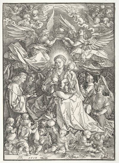 Birçok Melekle Çevrili Bakire by Albrecht Dürer