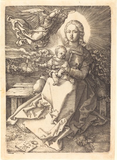 Bir Melek Tarafından Taçlandırılan Bakire ve Çocuk by Albrecht Dürer