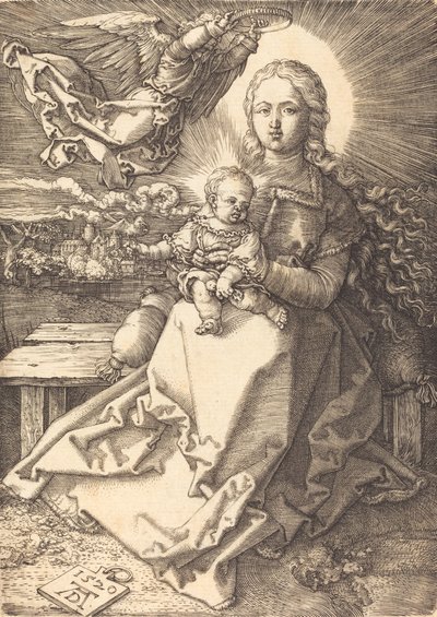 Bir Melek Tarafından Taçlandırılan Bakire ve Çocuk, 1520. by Albrecht Dürer