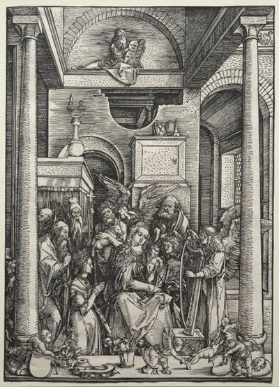 Azizler ve Meleklerle Çevrili Bakire ve Çocuk, c. 1500-1502. by Albrecht Dürer