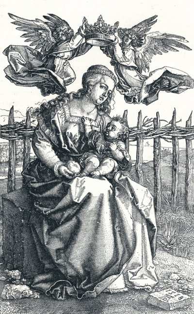 İki Melek tarafından taçlandırılan Bakire ve Çocuk, 1518, 1906 by Albrecht Dürer