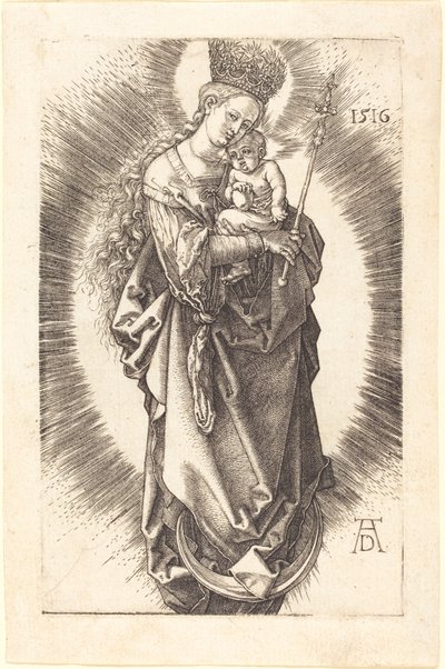 Hilal Üzerinde Asası ve Yıldızlı Tacı olan Bakire ve Çocuk by Albrecht Dürer