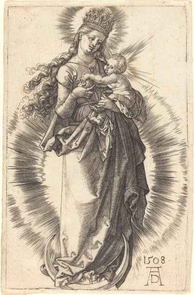 Hilal Üzerinde Yıldızlı Taç Olan Bakire ve Çocuk by Albrecht Dürer