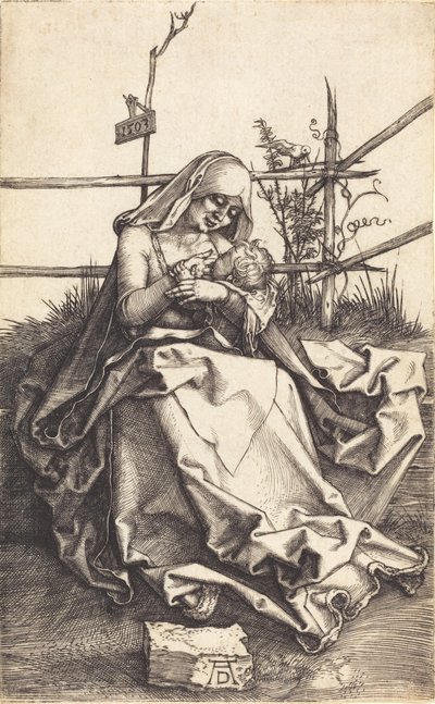 Bakire ve Çocuk, Çimenli Bir Bankta, 1503. by Albrecht Dürer