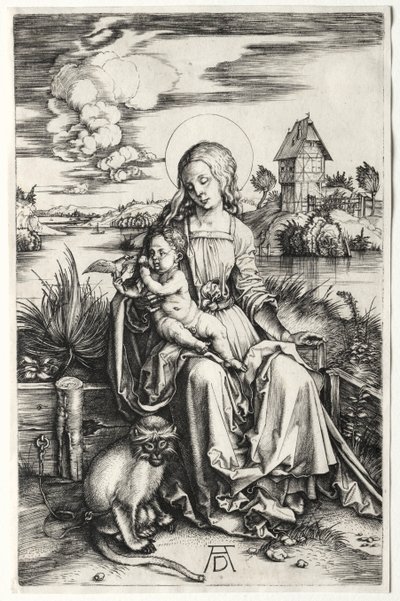 Bakire ve Maymunlu Çocuk by Albrecht Dürer
