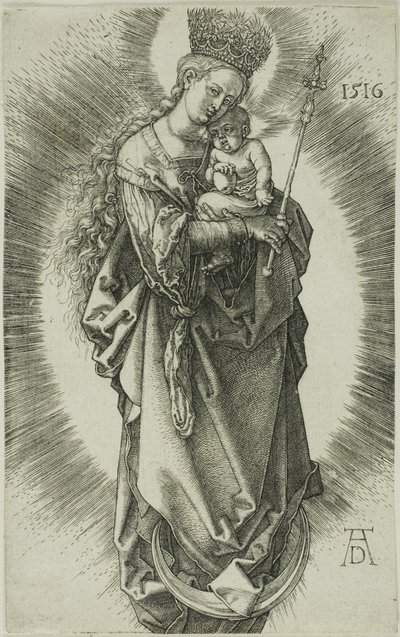Hilal Üzerinde Yıldız Tacı ve Asası Olan Bakire by Albrecht Dürer