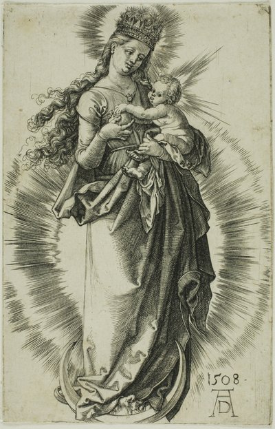 Yıldız Taçlı Hilal Üzerindeki Bakire by Albrecht Dürer
