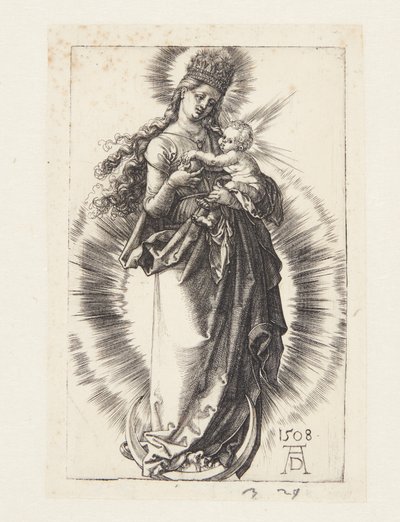 Hilal üzerindeki Bakire, yıldızlardan oluşan bir taç ile by Albrecht Dürer