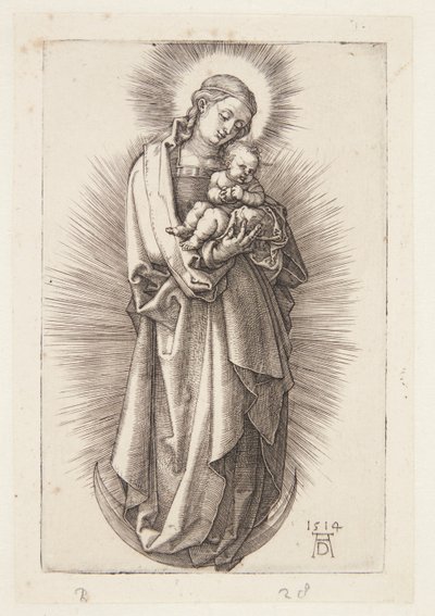 Bir diadem ile hilal üzerinde Bakire by Albrecht Dürer