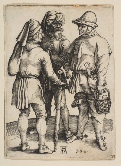Konuşmada Üç Köylü, yak. 1497. by Albrecht Dürer