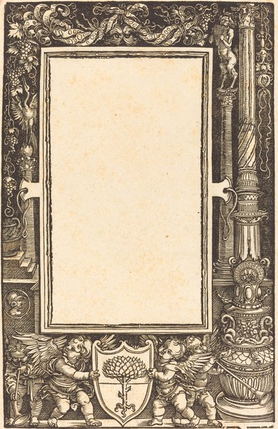 Putti Pirckheimer Kollarını Tutarken Unvan Sınırı by Albrecht Dürer
