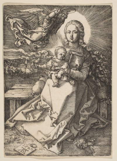 Bir Melek Tarafından Taçlandırılan Bakire ve Çocuk, 1520. by Albrecht Dürer
