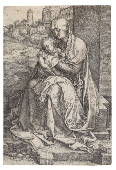 Duvarın Yanında Oturan Bakire ve Çocuk, 1514. by Albrecht Dürer