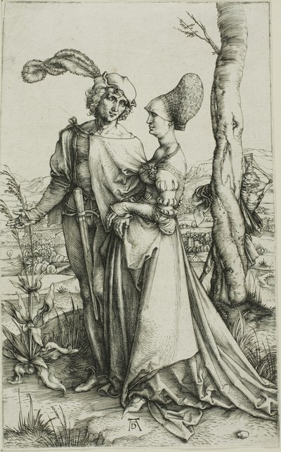 Ölümle Tehdit Edilen Genç Çift (Promenade) by Albrecht Dürer