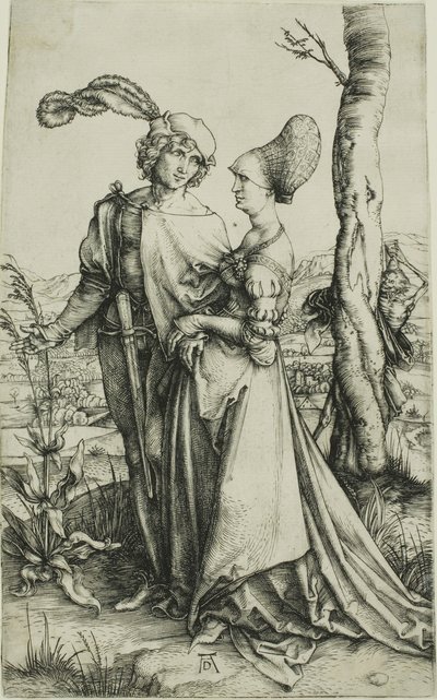 Ölümle Tehdit Edilen Genç Çift (Promenade) by Albrecht Dürer