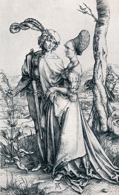 Ölüm ya da Gezi Yoluyla Tehdit Edilen Genç Çift, 1495, 1906 by Albrecht Dürer