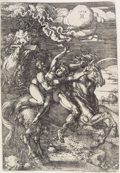 Tek Boynuzlu Atta Kaçırma by Albrecht Dürer
