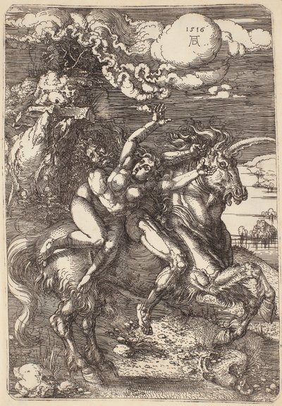 Tek Boynuzlu Atta Kaçırma by Albrecht Dürer