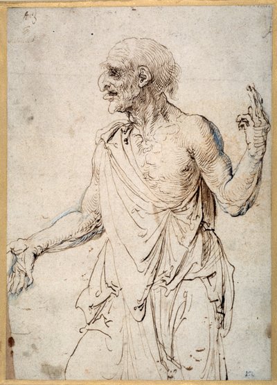 Yaşlı Bir Adam El Hareketleri (kağıt üzerinde kalem ve mürekkep) by Albrecht Dürer