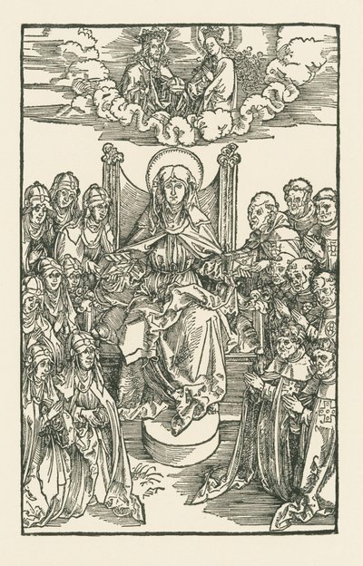 Birgitta rahibeler ve keşişlerle çevrili by Albrecht Dürer or Duerer