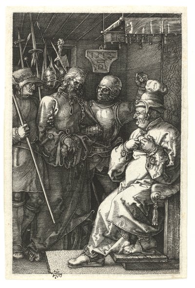 Caiaphas'tan önce İsa. 1512 (Bakır üzerine kalem gravürü) by Albrecht Dürer