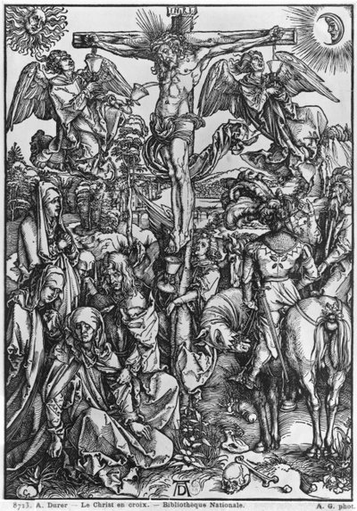 İsa çarmıhta (tahta baskı) (s/b fotoğraf) by Albrecht Dürer
