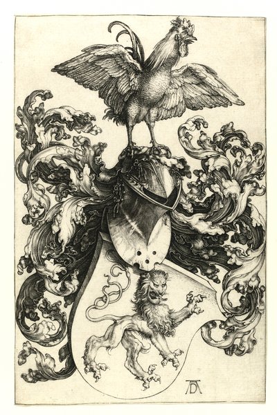 Aslan ve horoz ile arması. 1502-03 by Albrecht Dürer