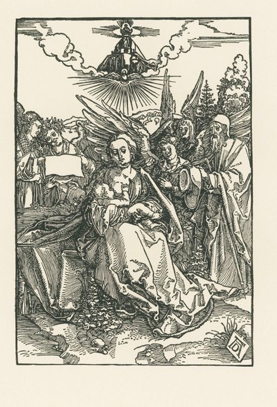 Beş Melekli Kutsal Aile, c.1503-04 (gravür) by Albrecht Dürer or Duerer